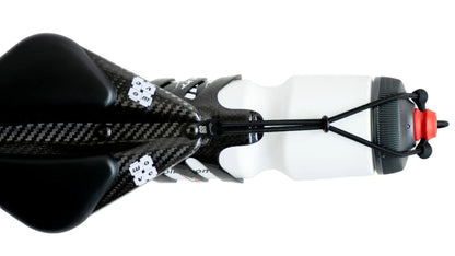 Wove V8 saddle with a bottle cage mounted behind the saddle, from above